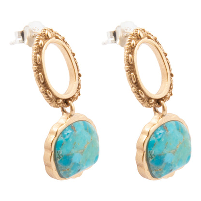 Mesa Blue Turquoise Golden Loop Post Earrings