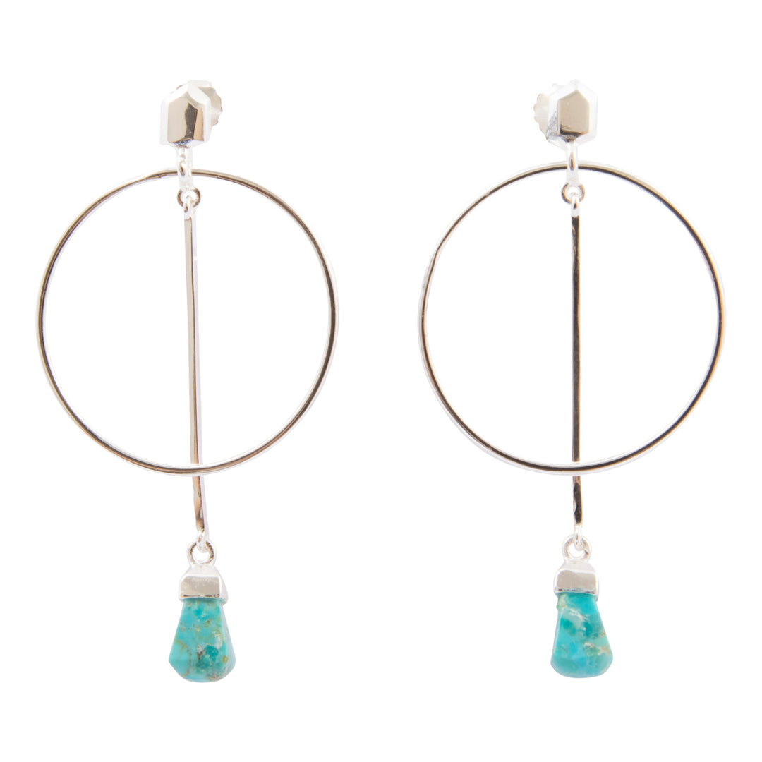 Turquoise Touch Down Silver Post Earrings
