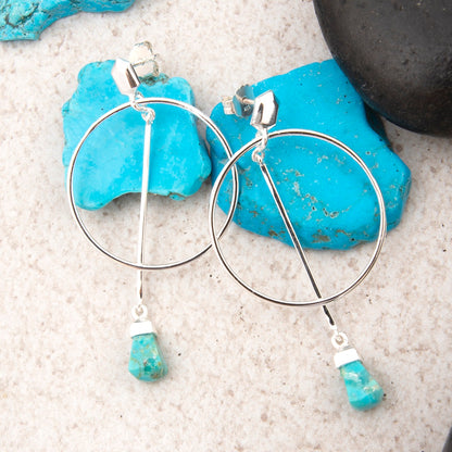 Turquoise Touch Down Silver Post Earrings