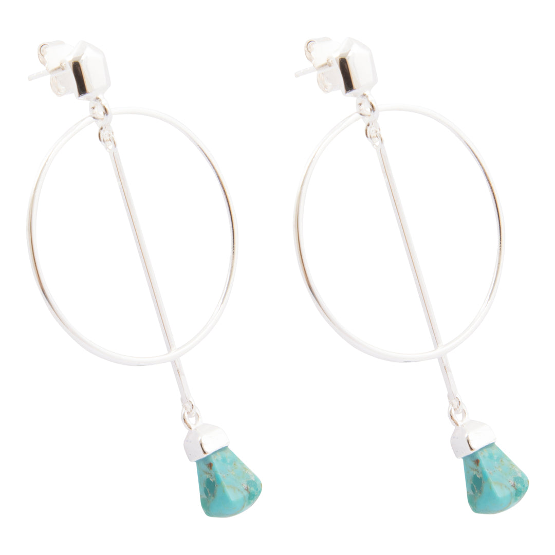 Turquoise Touch Down Silver Post Earrings