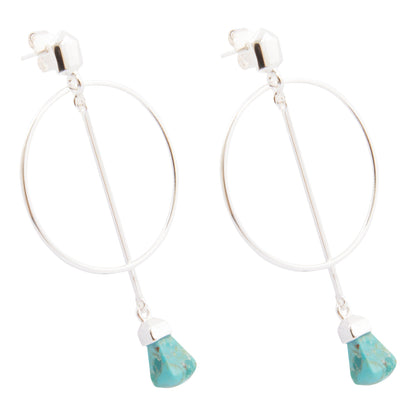 Turquoise Touch Down Silver Post Earrings