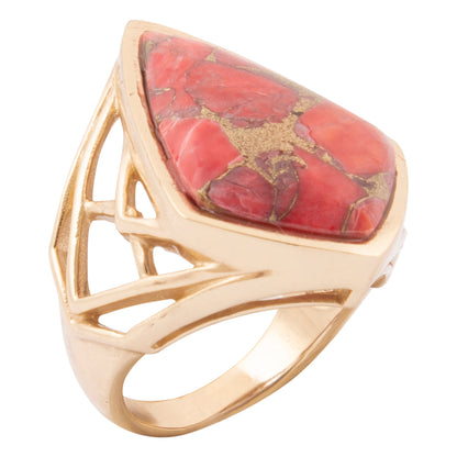 Arrowhead Red Magnesite Golden Ring