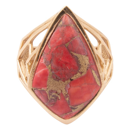 Arrowhead Red Magnesite Golden Ring
