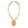Stargazer Green and Pink Golden Pendant Necklace