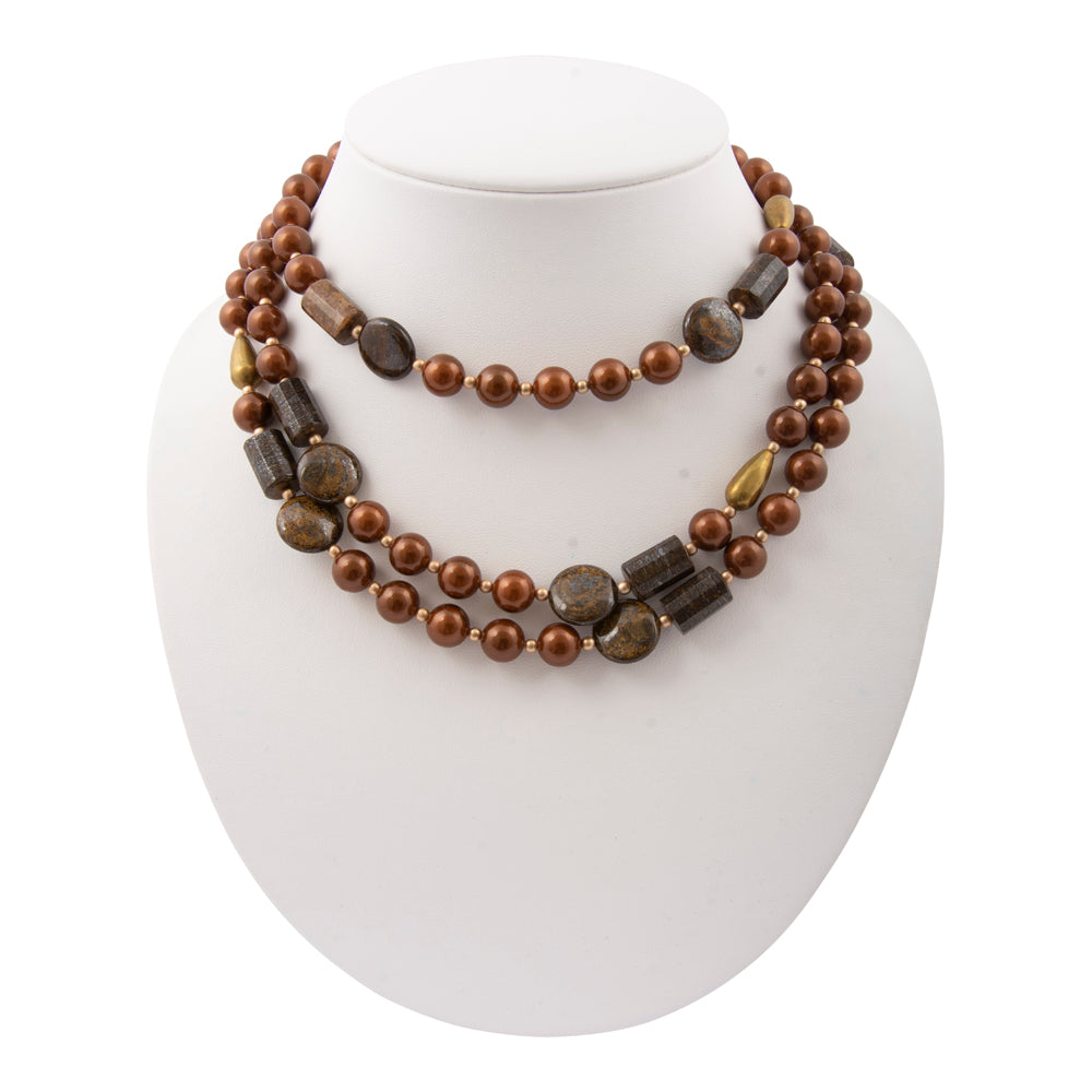 Mocha Brown Pearl Golden Statement Necklace