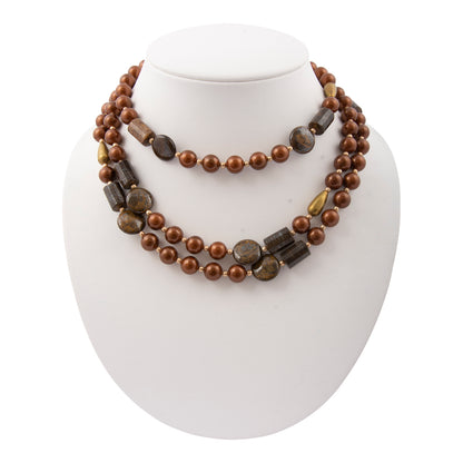 Mocha Brown Pearl Golden Statement Necklace