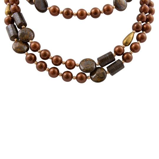 Mocha Brown Pearl Golden Statement Necklace