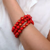 Red Jade Golden Stretch Bracelet Set