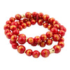 Red Jade Golden Stretch Bracelet Set