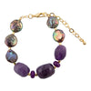 Purple Amethyst and Magnesite Golden Bracelet