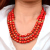 Red Jade Golden Statement Necklace