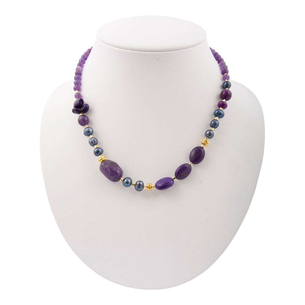 Purple Amethyst Golden Chunky Necklace