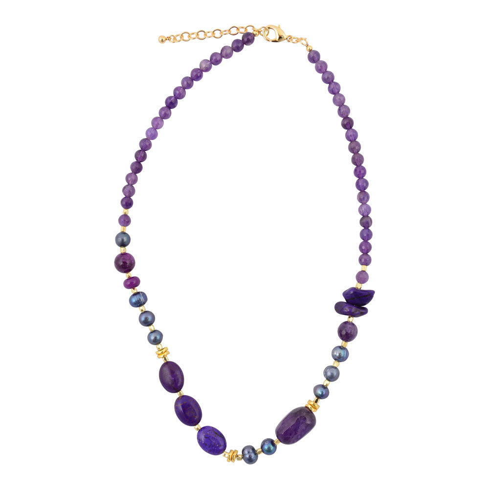 Purple Amethyst Golden Chunky Necklace