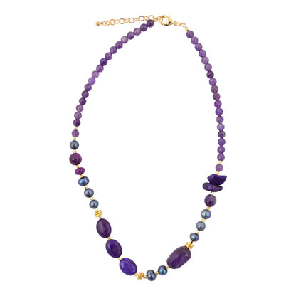 Purple Amethyst Golden Chunky Necklace