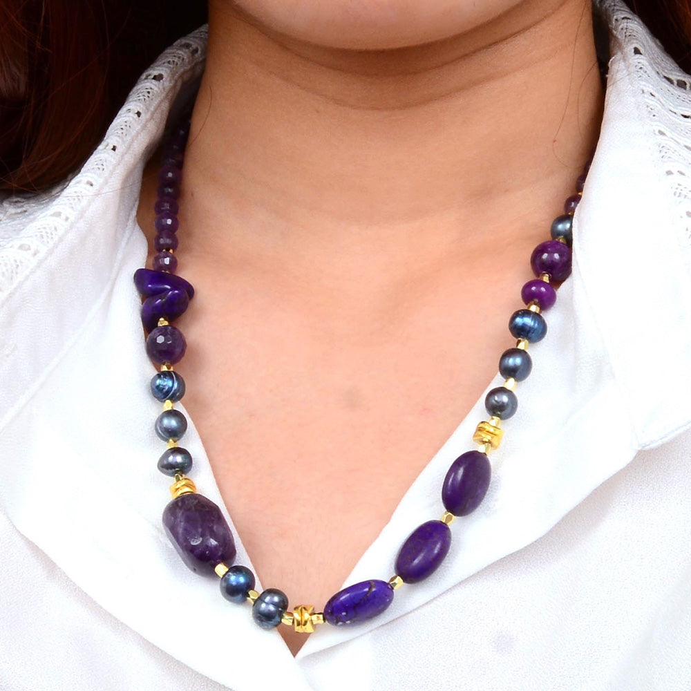 Purple Amethyst Golden Chunky Necklace