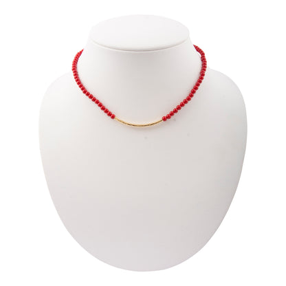 Little Bit Crimson Red Jade Golden Necklace