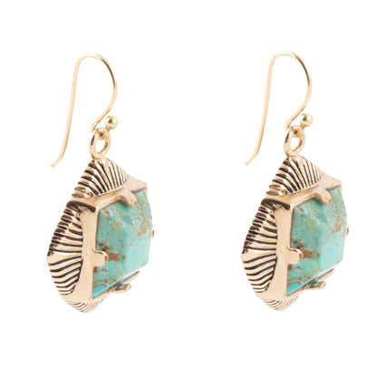 Blue Turquoise Golden Chunky Earrings
