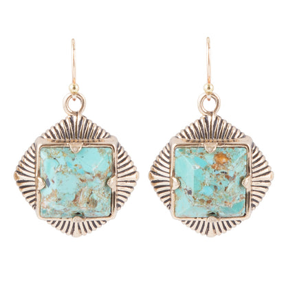 Blue Turquoise Golden Chunky Earrings