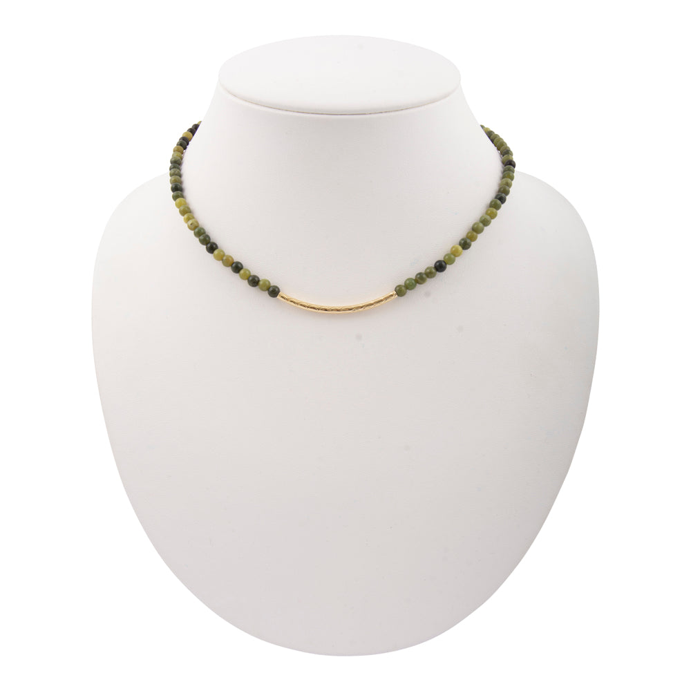 Little Bit Green Jade Golden Bar Necklace