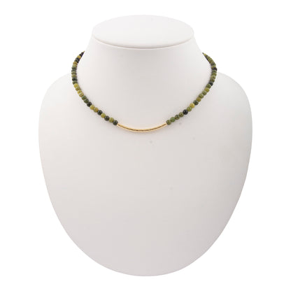Little Bit Green Jade Golden Bar Necklace