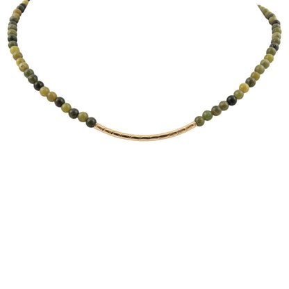 Little Bit Green Jade Golden Bar Necklace