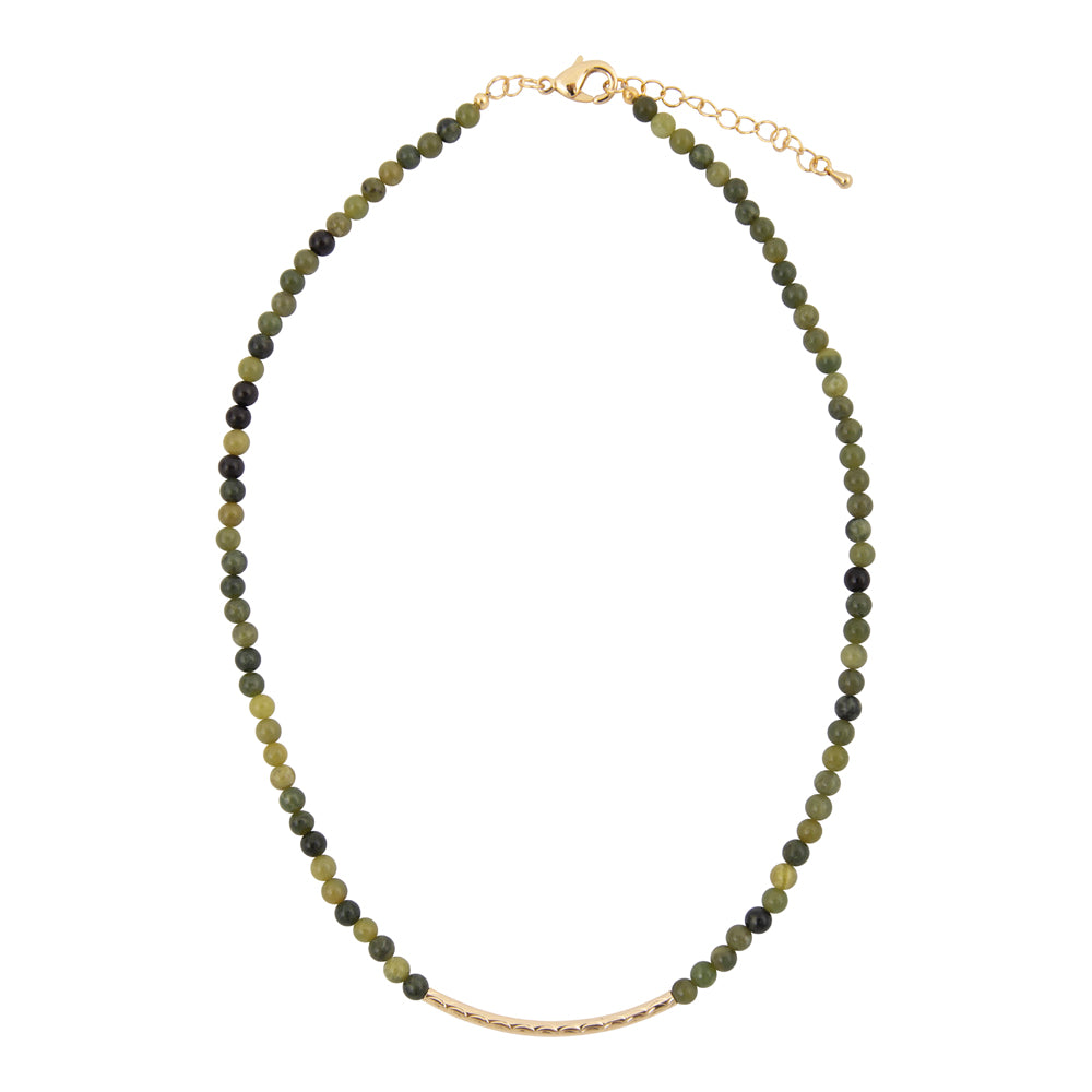 Little Bit Green Jade Golden Bar Necklace