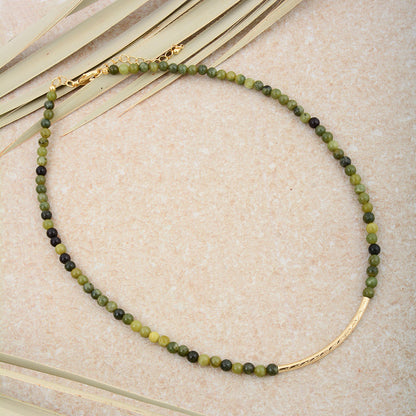 Little Bit Green Jade Golden Bar Necklace