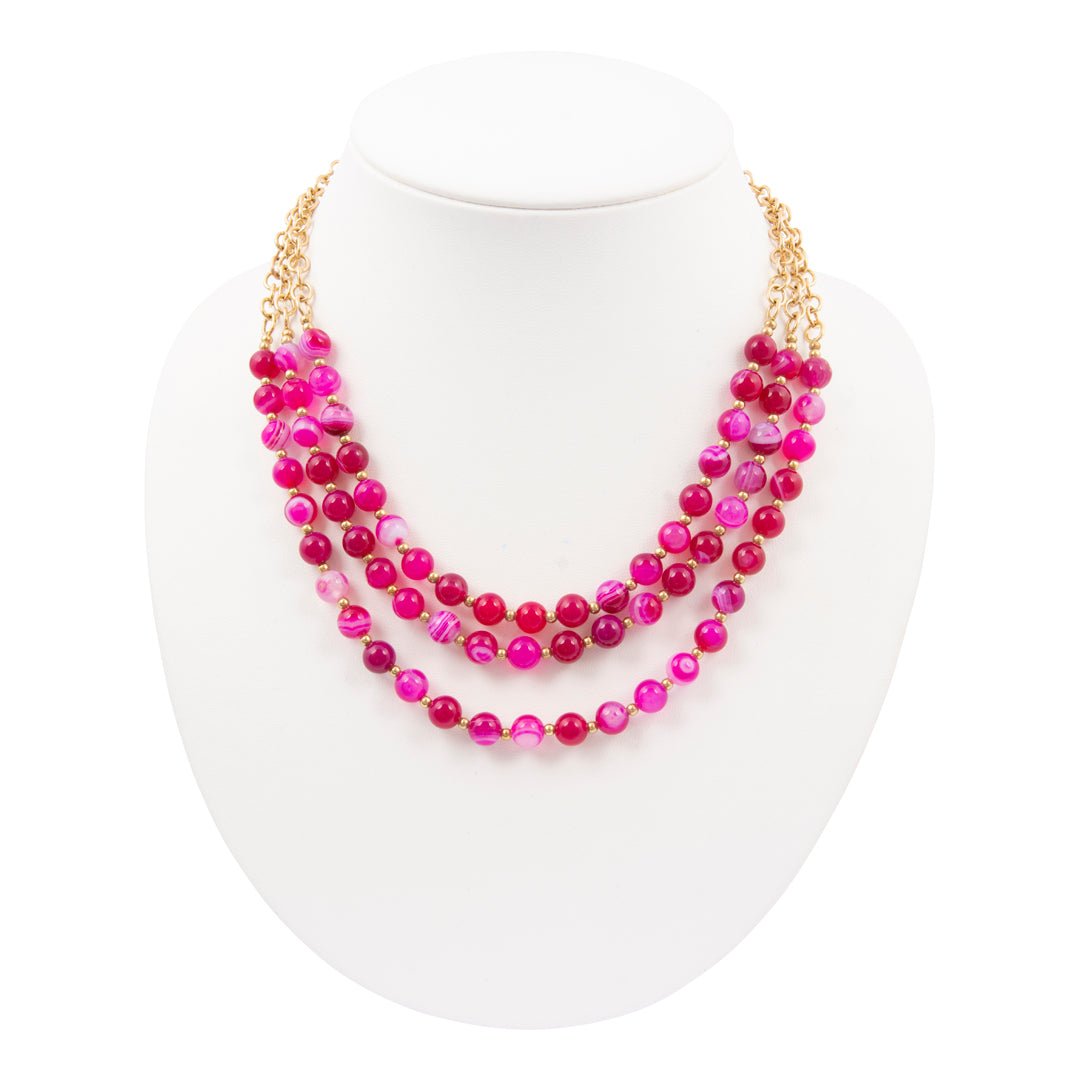 In the Pink Agate Golden Statement Necklace