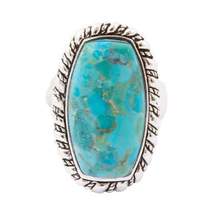 Forged Sky Blue Turquoise Roped Silver Statement Ring