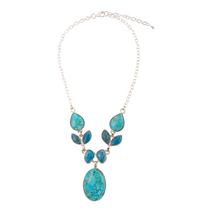 Petals of Teal Apatite and Turquoise Silver Statement Necklace