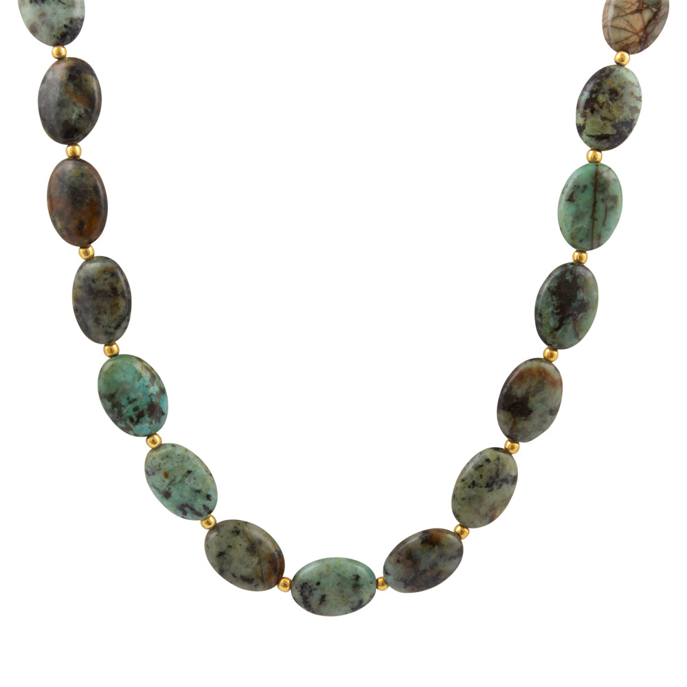 Patagonia Green Chrysocolla Golden Long Necklace