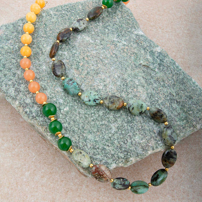 Patagonia Green Chrysocolla Golden Long Necklace