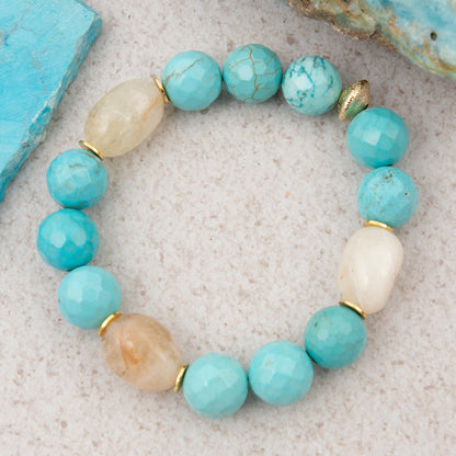 Oasis Blue Magnesite and Citrine Golden Bracelet