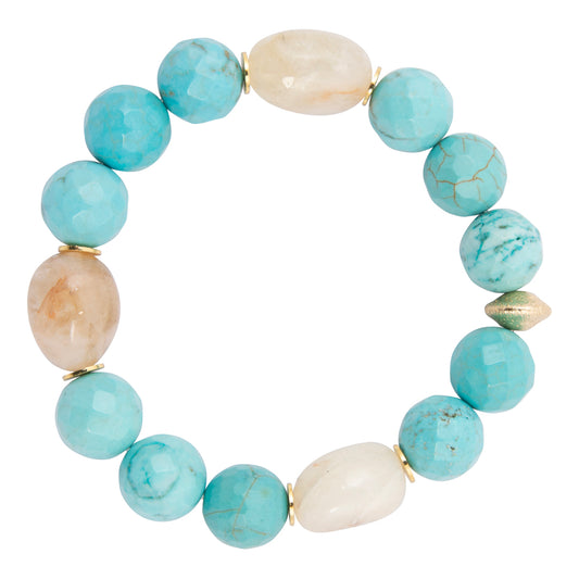 Oasis Blue Magnesite and Citrine Golden Bracelet