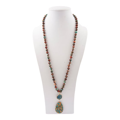 Rainbow Jasper Long Pendant Necklace