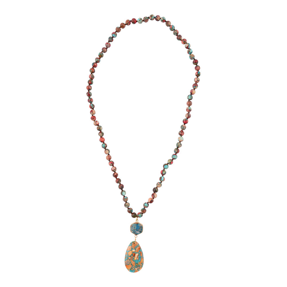 Rainbow Jasper Long Pendant Necklace