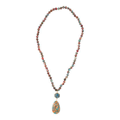 Rainbow Jasper Long Pendant Necklace