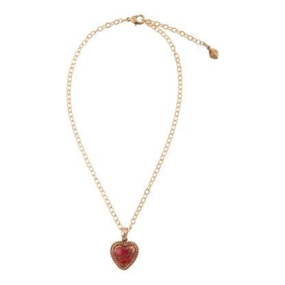 Hearts of Love Red Magnesite Golden Pendant Necklace