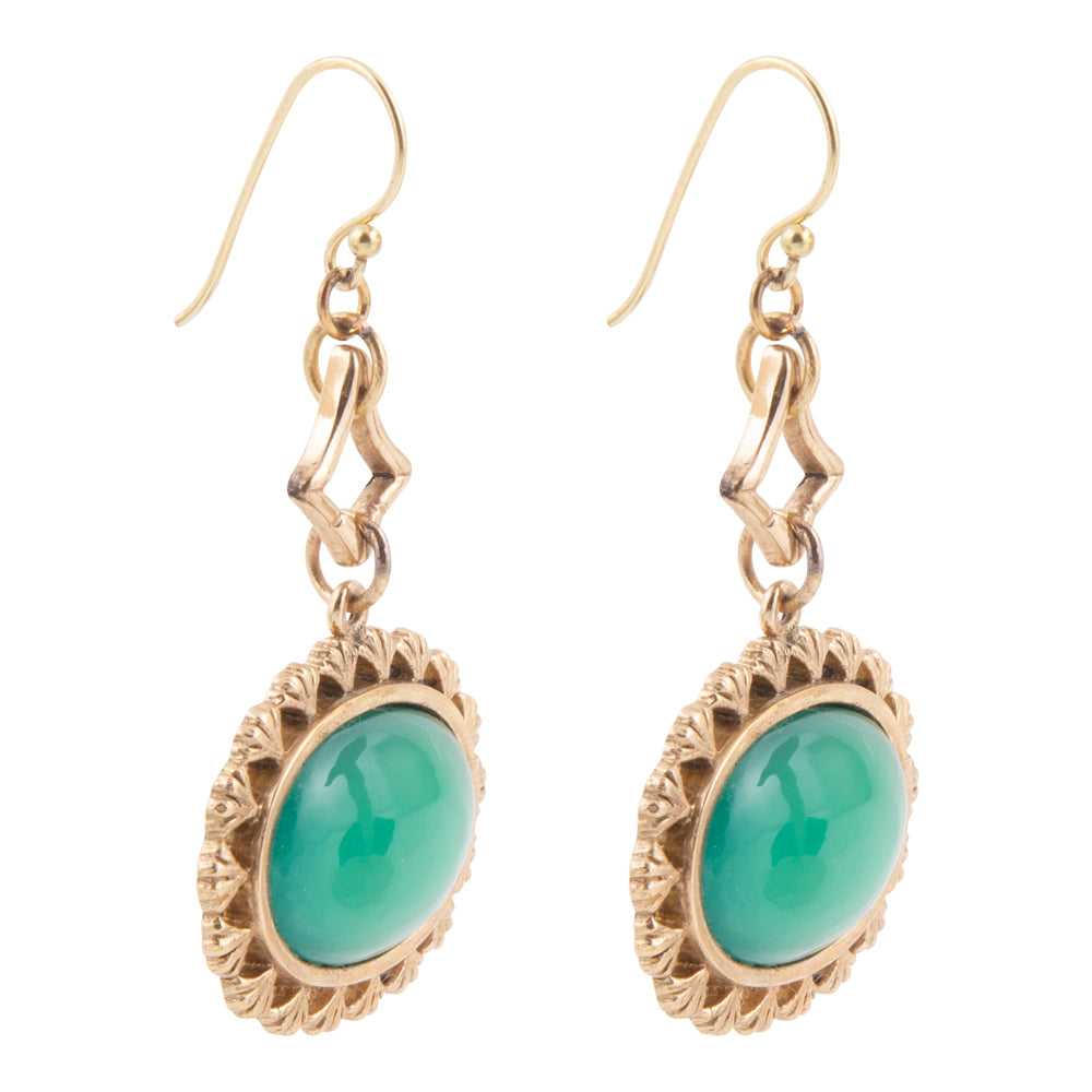 Prosperity Green Onyx Golden Drop Earrings