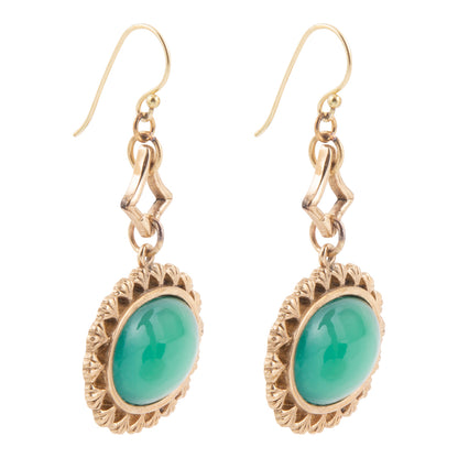 Prosperity Green Onyx Golden Drop Earrings