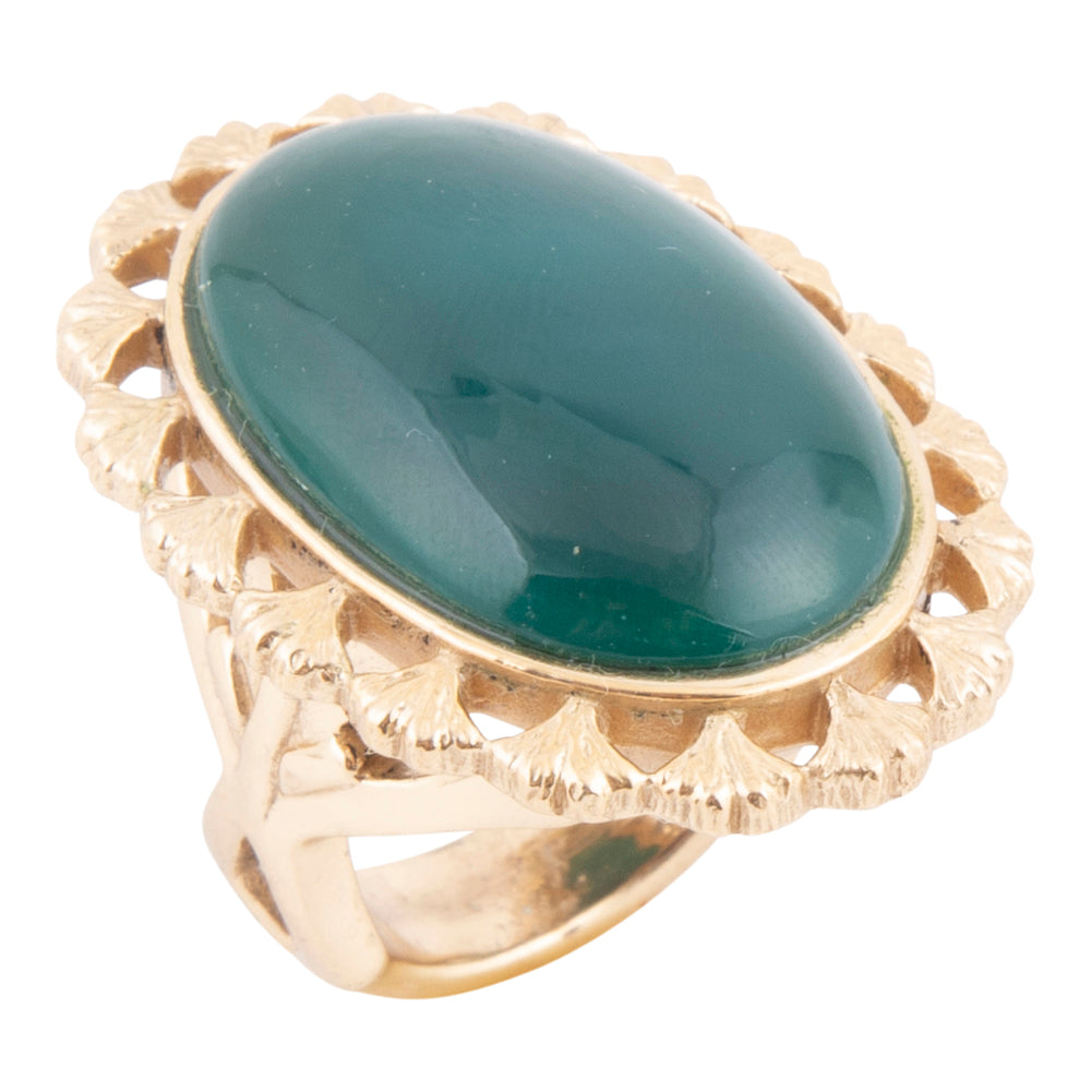 Prosperity Green Onyx Golden Statement Ring