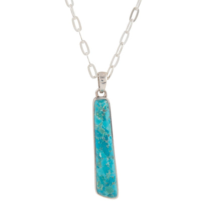 Pueblo Blue Turquoise and Silver Pendant Necklace