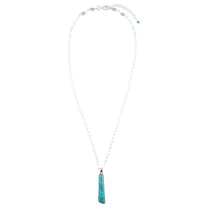 Necklace with a blue pendant on a white background