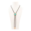Rawlins Blue Turquoise Black Leather Golden Bolo Necklace