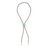Rawlins Blue Turquoise Black Leather Golden Bolo Necklace