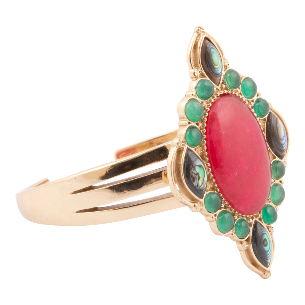 Regalia Red Onyx Golden Cuff Bracelet
