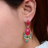 Regalia Red Onyx Golden Post Drop Earrings