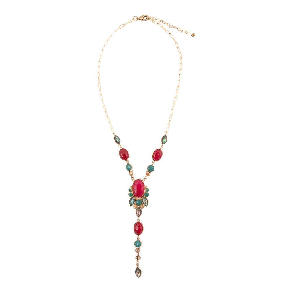 Regalia Red Onyx Golden Y Necklace