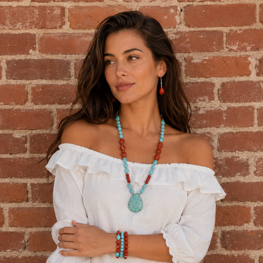 Red Canyon Jasper Blue Turquoise Silver Bracelet Set: other model or collection