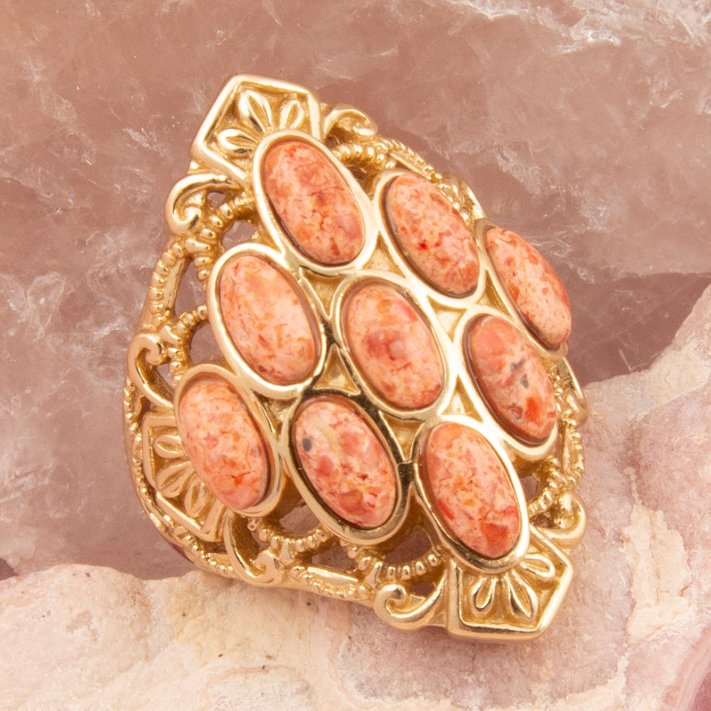 Sanibel Orange Coral Golden Drop Ring